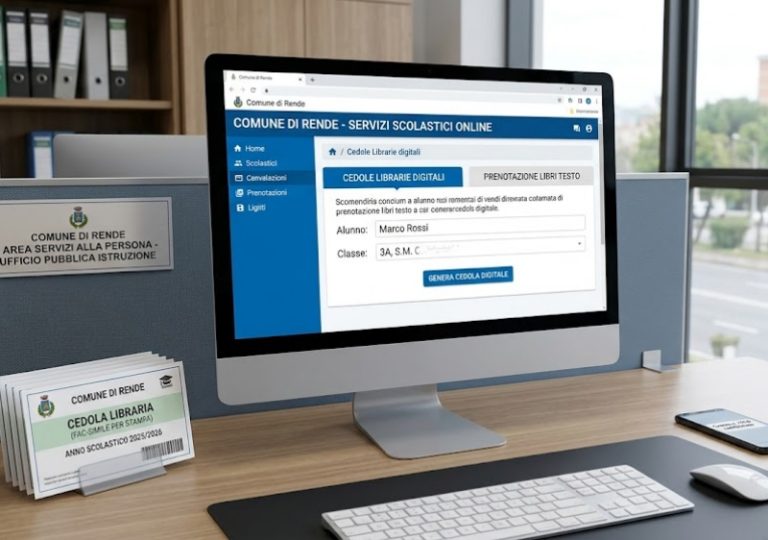 Scuola primaria a Rende, arrivano le cedole librarie digitali per l’anno scolastico 2026/2027