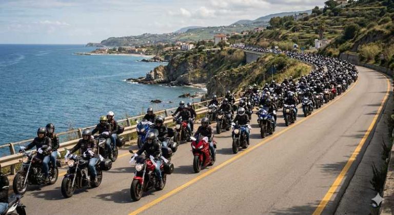 motociclisti corteo statale 106