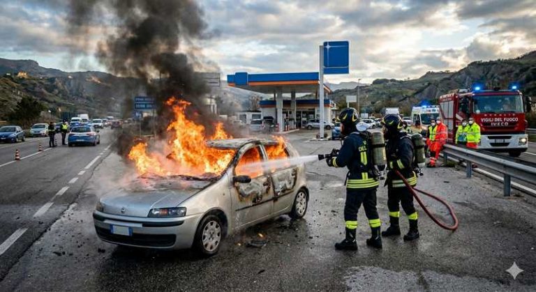 vigili incendio auto rifornimento