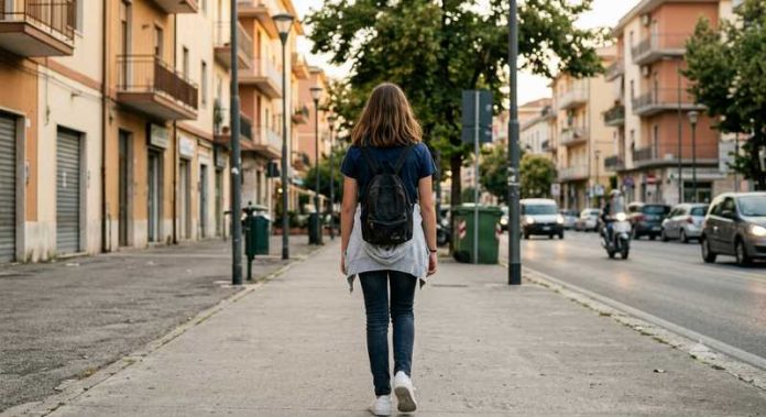 ragazza cammina per strada