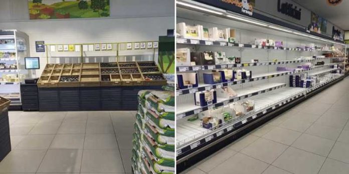scaffali supermercati vuoti